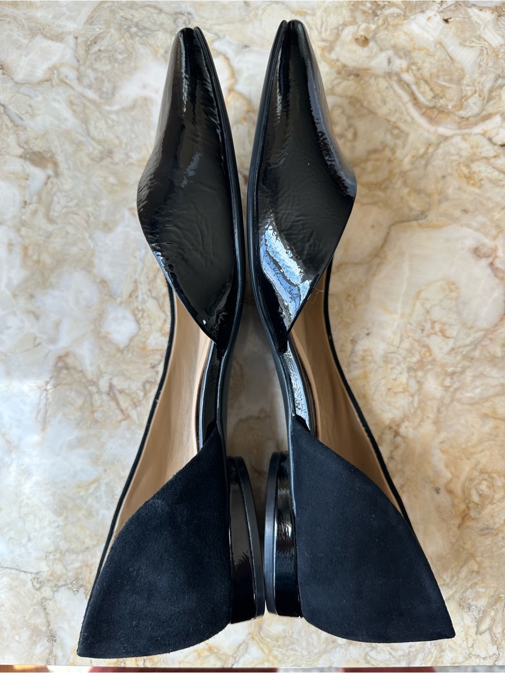 NEW Naturalizer Hayden Half d'Orsay Black Pointed Flats Ballet Leather Sz 9.5 - Picture 6 of 8
